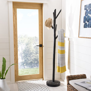 Safavieh Walter 70-Inch Tree Branch Coat And Hat Rack – Modern Teak Wood Storage For Stylish Entryways Distressed / Black HAC4000A
