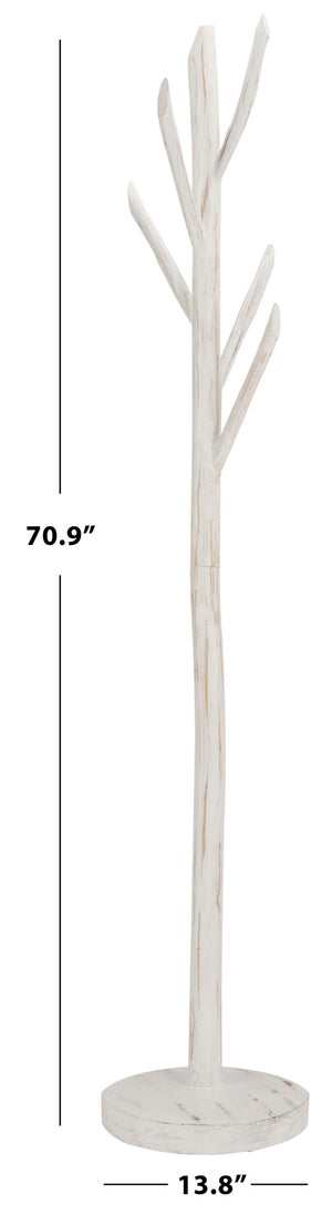 Safavieh Walter 70-Inch Tree Branch Coat And Hat Rack – Modern Teak Wood Storage For Stylish Entryways White HAC4000C