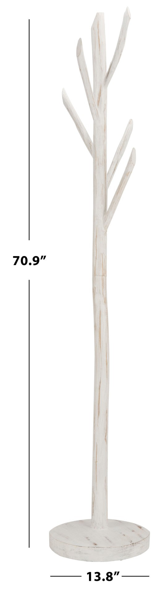 Safavieh Walter 70-Inch Tree Branch Coat And Hat Rack – Modern Teak Wood Storage For Stylish Entryways White HAC4000C