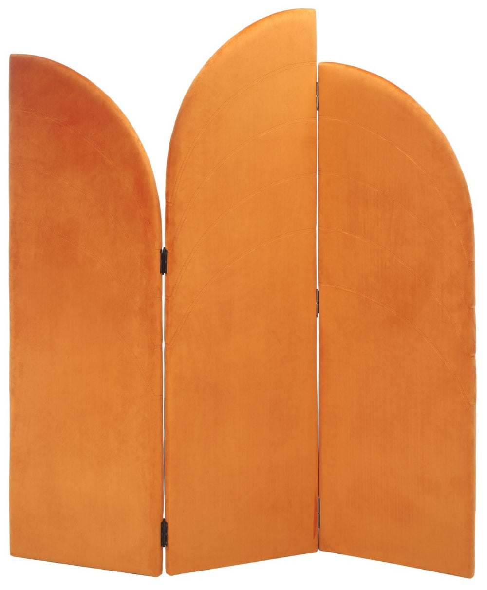 Safavieh Celestino Plush Velvet Tri-Fold Room Screen - Stylish Orange Divider & Elegant Accent For Any Space HAC4500A