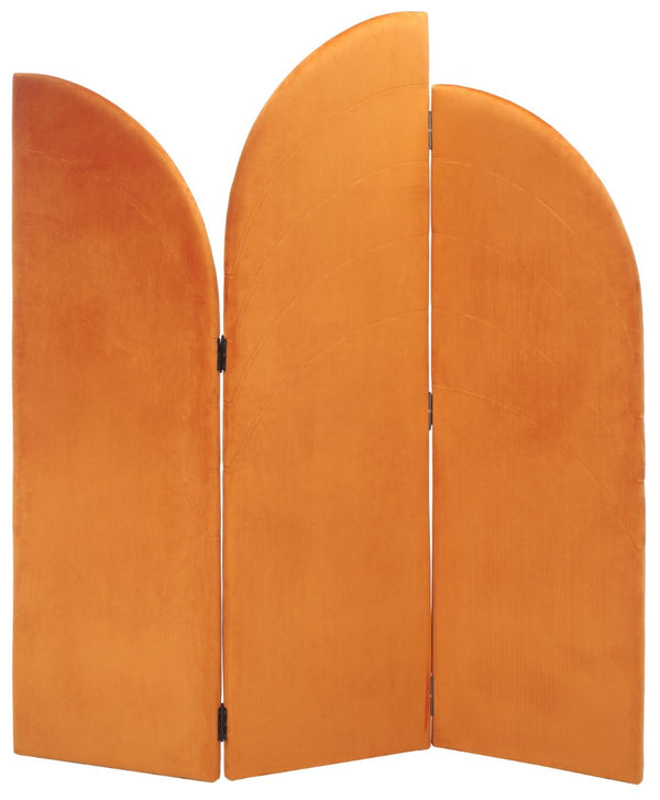 Safavieh Celestino Plush Velvet Tri-Fold Room Screen - Stylish Orange Divider & Elegant Accent For Any Space HAC4500A