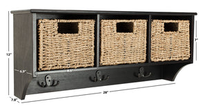 Safavieh Finley Stylish 3-Basket Wall Rack For Efficient Storage In Kitchens, Bathrooms, And Entryways Black HAC5700A