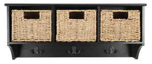 Safavieh Finley Stylish 3-Basket Wall Rack For Efficient Storage In Kitchens, Bathrooms, And Entryways Black HAC5700A