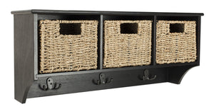 Safavieh Finley Stylish 3-Basket Wall Rack For Efficient Storage In Kitchens, Bathrooms, And Entryways Black HAC5700A