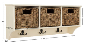 Safavieh Finley Stylish 3-Basket Wall Rack For Efficient Storage In Kitchens, Bathrooms, And Entryways White HAC5700C