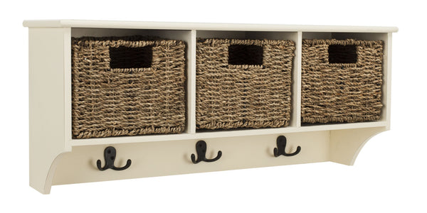 Safavieh Finley Stylish 3-Basket Wall Rack For Efficient Storage In Kitchens, Bathrooms, And Entryways White HAC5700C