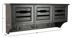 Safavieh Leon Wall-Mounted 3-Drawer Rack With Hooks – Stylish Storage Solution For Entryway & Kitchen Black HAC5701A