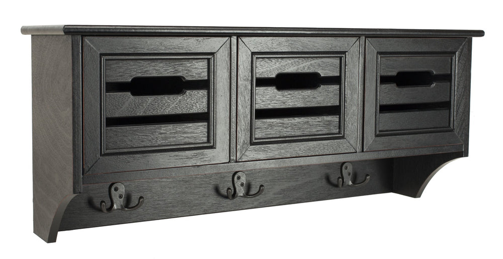 Safavieh Leon Wall-Mounted 3-Drawer Rack With Hooks – Stylish Storage Solution For Entryway & Kitchen Black HAC5701A