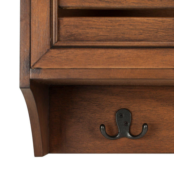 Safavieh Leon Wall-Mounted 3-Drawer Rack With Hooks – Stylish Storage Solution For Entryway & Kitchen Honey HAC5701B