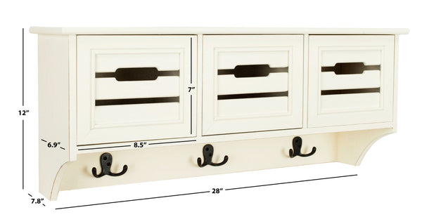 Safavieh Leon Wall-Mounted 3-Drawer Rack With Hooks – Stylish Storage Solution For Entryway & Kitchen White HAC5701C
