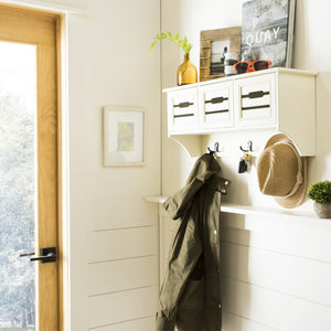 Safavieh Leon Wall-Mounted 3-Drawer Rack With Hooks – Stylish Storage Solution For Entryway & Kitchen White HAC5701C