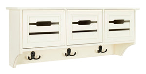 Safavieh Leon Wall-Mounted 3-Drawer Rack With Hooks – Stylish Storage Solution For Entryway & Kitchen White HAC5701C