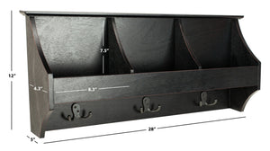 Safavieh Darcey Elegant Wall Rack - Stylish Entryway Storage Solution With Hooks For Coats And Essentials Black HAC5702A