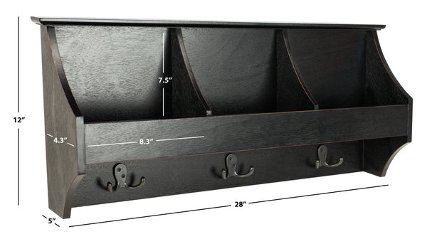 Safavieh Darcey Elegant Wall Rack - Stylish Entryway Storage Solution With Hooks For Coats And Essentials Black HAC5702A