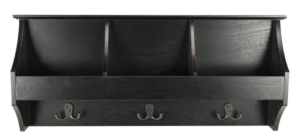 Safavieh Darcey Elegant Wall Rack - Stylish Entryway Storage Solution With Hooks For Coats And Essentials Black HAC5702A