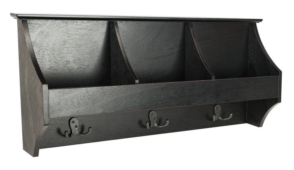 Safavieh Darcey Elegant Wall Rack - Stylish Entryway Storage Solution With Hooks For Coats And Essentials Black HAC5702A