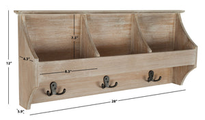 Safavieh Darcey Elegant Wall Rack - Stylish Entryway Storage Solution With Hooks For Coats And Essentials Vintage White HAC5702B