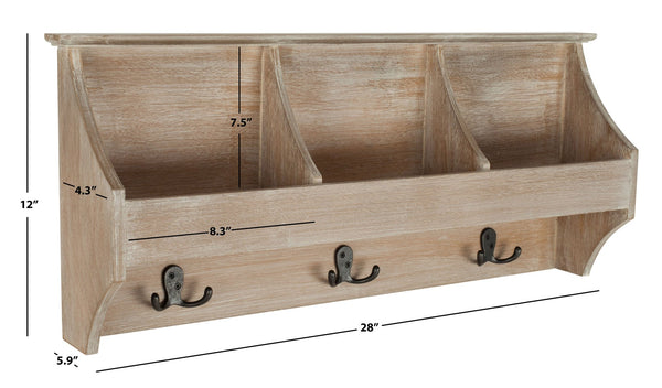 Safavieh Darcey Elegant Wall Rack - Stylish Entryway Storage Solution With Hooks For Coats And Essentials Vintage White HAC5702B