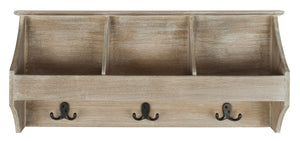 Safavieh Darcey Elegant Wall Rack - Stylish Entryway Storage Solution With Hooks For Coats And Essentials Vintage White HAC5702B