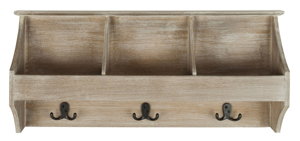 Safavieh Darcey Elegant Wall Rack - Stylish Entryway Storage Solution With Hooks For Coats And Essentials Vintage White HAC5702B