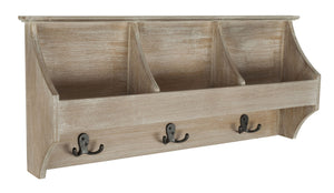 Safavieh Darcey Elegant Wall Rack - Stylish Entryway Storage Solution With Hooks For Coats And Essentials Vintage White HAC5702B