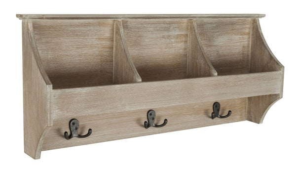 Safavieh Darcey Elegant Wall Rack - Stylish Entryway Storage Solution With Hooks For Coats And Essentials Vintage White HAC5702B
