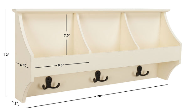 Safavieh Darcey Elegant Wall Rack - Stylish Entryway Storage Solution With Hooks For Coats And Essentials White HAC5702C