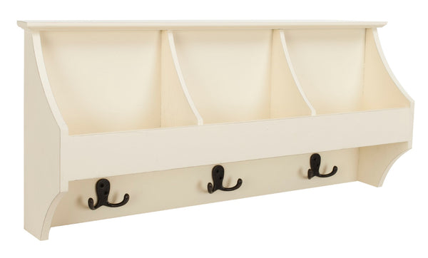 Safavieh Darcey Elegant Wall Rack - Stylish Entryway Storage Solution With Hooks For Coats And Essentials White HAC5702C