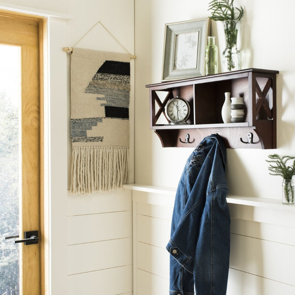Safavieh Freya Stylish Hanging Storage Wall Rack With Double Hooks For Organized Entryways And Mudrooms Cherry HAC5703A