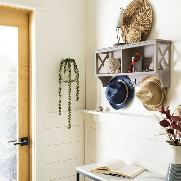Safavieh Freya Stylish Hanging Storage Wall Rack With Double Hooks For Organized Entryways And Mudrooms Vintage White HAC5703B