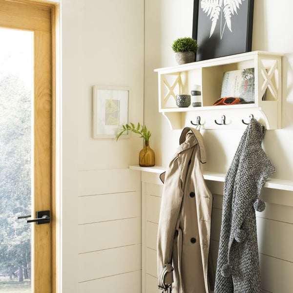 Safavieh Freya Stylish Hanging Storage Wall Rack With Double Hooks For Organized Entryways And Mudrooms White HAC5703C