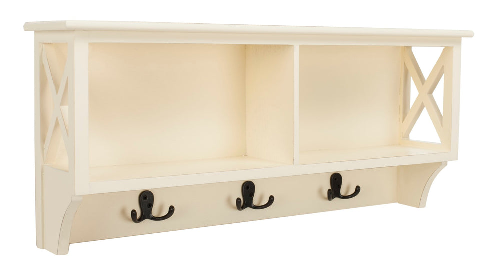 Safavieh Freya Stylish Hanging Storage Wall Rack With Double Hooks For Organized Entryways And Mudrooms White HAC5703C