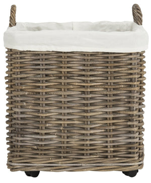 Safavieh Amari Rattan Square Baskets On Wheels - Stylish Storage Solution For Laundry, Pantry & More! HAC6000A