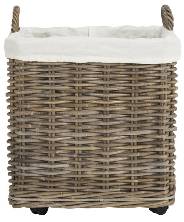 Safavieh Amari Rattan Square Baskets On Wheels - Stylish Storage Solution For Laundry, Pantry & More! HAC6000A