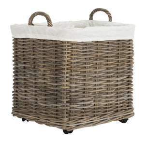 Safavieh Amari Rattan Square Baskets On Wheels - Stylish Storage Solution For Laundry, Pantry & More! HAC6000A