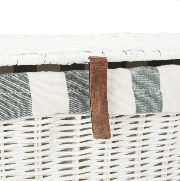 Safavieh Trotter Rattan Laundry Basket - Chic Minimalist Hamper With Flip-Top Lid & Stylish Fabric Lining HAC6002A