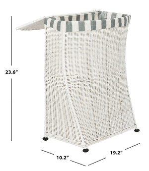 Safavieh Trotter Rattan Laundry Basket - Chic Minimalist Hamper With Flip-Top Lid & Stylish Fabric Lining HAC6002A