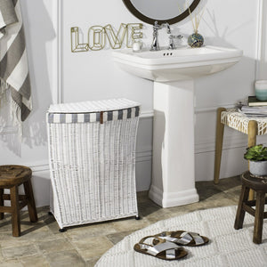 Safavieh Trotter Rattan Laundry Basket - Chic Minimalist Hamper With Flip-Top Lid & Stylish Fabric Lining HAC6002A