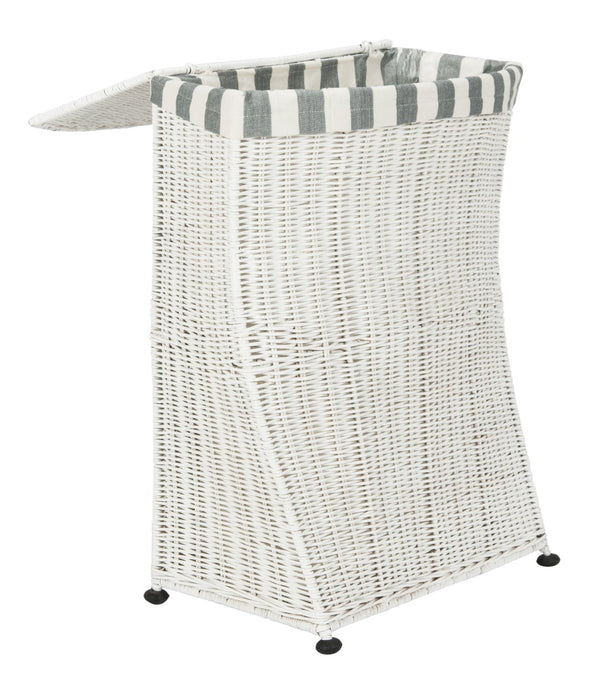 Safavieh Trotter Rattan Laundry Basket - Chic Minimalist Hamper With Flip-Top Lid & Stylish Fabric Lining HAC6002A