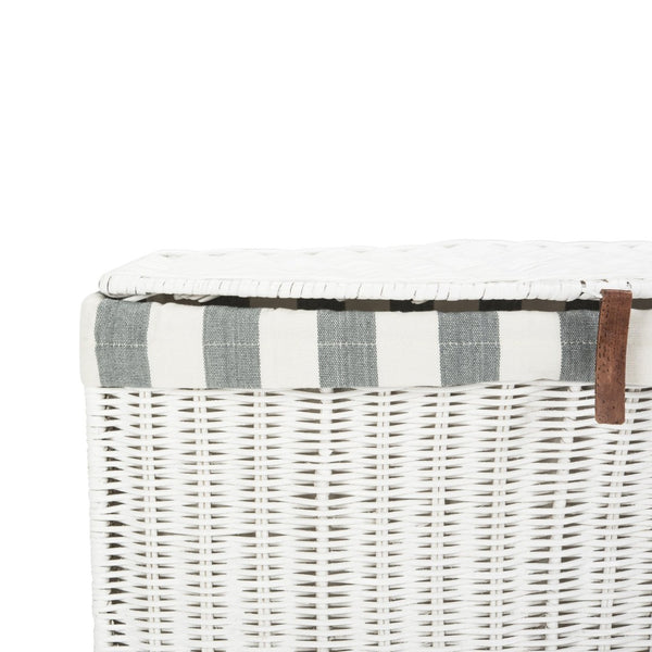 Safavieh Trotter Rattan Laundry Basket - Chic Minimalist Hamper With Flip-Top Lid & Stylish Fabric Lining HAC6002A