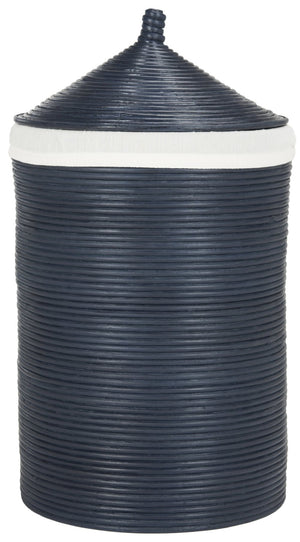 Safavieh Wellington Rattan Storage Hamper - Stylish Laundry Organizer With Removable Liner For Any Space Navy HAC6501B