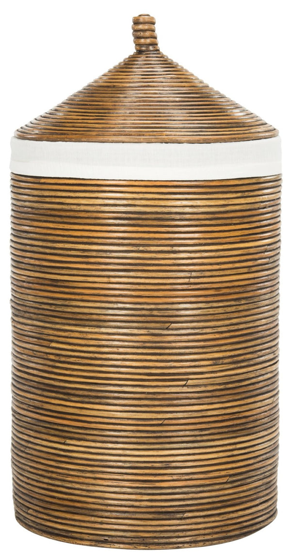 Safavieh Wellington Rattan Storage Hamper - Stylish Laundry Organizer With Removable Liner For Any Space Honey HAC6501C