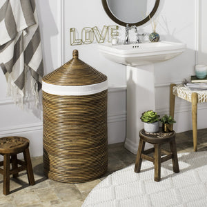 Safavieh Wellington Rattan Storage Hamper - Stylish Laundry Organizer With Removable Liner For Any Space Honey HAC6501C