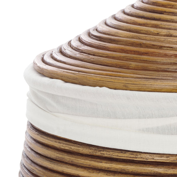 Safavieh Mikkel Laundry Basket - Elegant White & Honey Brown Rattan Design For Stylish Home Organization White ,Honey Brown Wash Rattan And Fabric Hac6503a