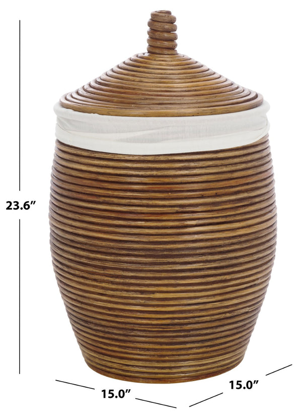 Safavieh Mikkel Stylish Rattan Laundry Basket With Soft Fabric Lining – Elegant Storage Solution For Home! HAC6503A