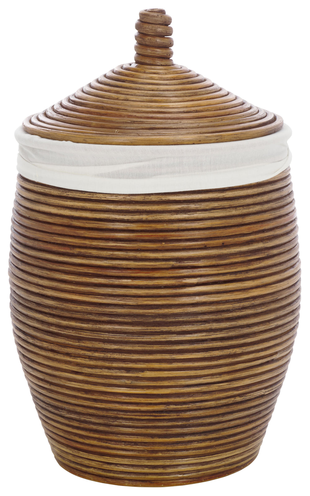 Safavieh Mikkel Laundry Basket - Elegant White & Honey Brown Rattan Design For Stylish Home Organization White ,Honey Brown Wash Rattan And Fabric Hac6503a