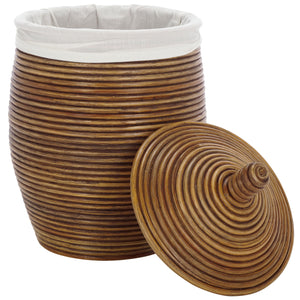 Safavieh Mikkel Laundry Basket - Elegant White & Honey Brown Rattan Design For Stylish Home Organization White ,Honey Brown Wash Rattan And Fabric Hac6503a