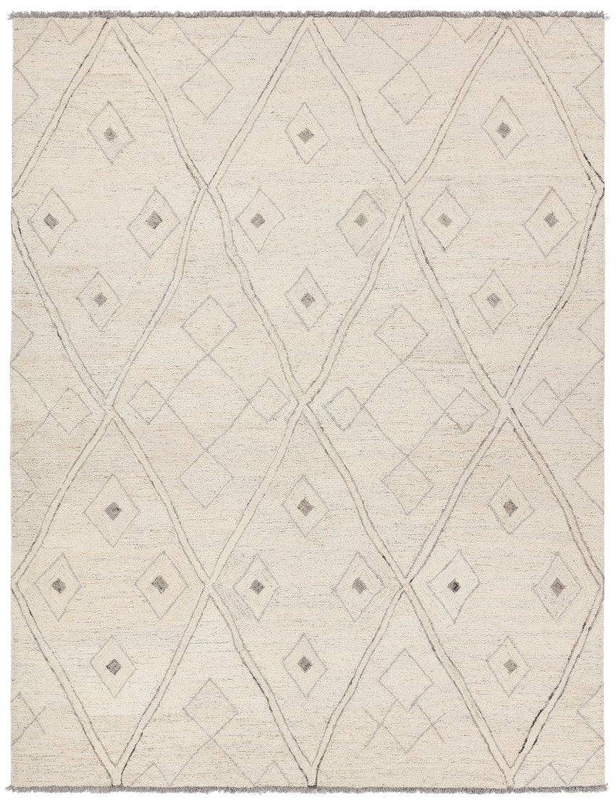 Jaipur Living Hadi Ismael Had02 Tufted Handmade 100% Wool Moroccan / Bohemian Trellis Indoor Rug Ivory, Gray 100% Wool, 100% Cotton Rug156241