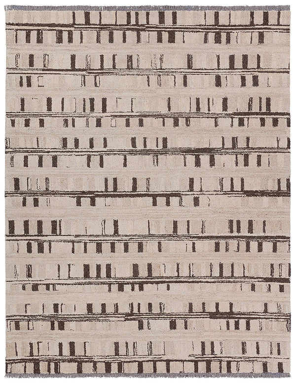 Jaipur Living Hadi Emir Had04 Tufted Handmade 100% Wool Moroccan / Bohemian Stripes Indoor Rug Brown, Taupe 100% Wool, 100% Cotton Rug156247