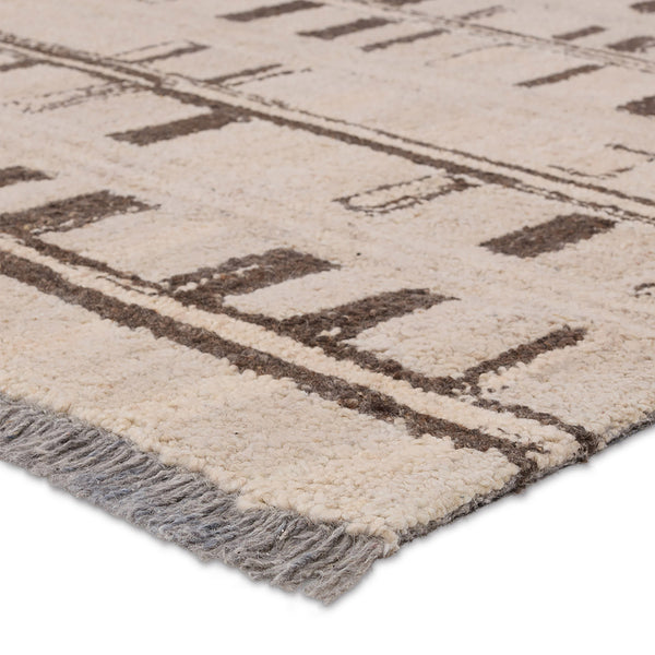 Jaipur Living Hadi Emir Had04 Tufted Handmade 100% Wool Moroccan / Bohemian Stripes Indoor Rug Brown, Taupe 100% Wool, 100% Cotton Rug156247
